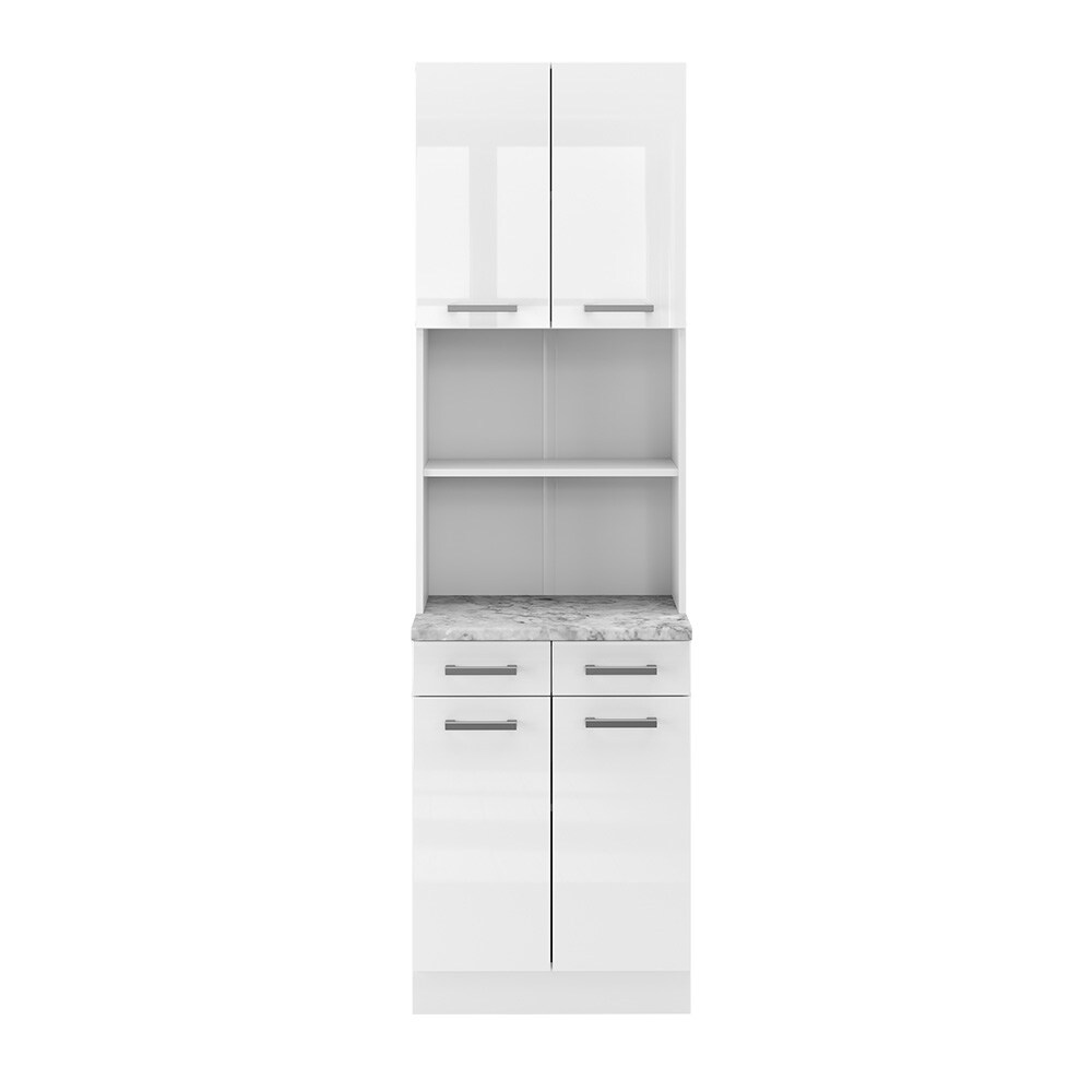 Vicco Buffetküche Küchenzeile Küchenblock R-Line Weiß Hochglanz modern 60 cm Arbeitsplatte Küchenschränke Küchenmöbel