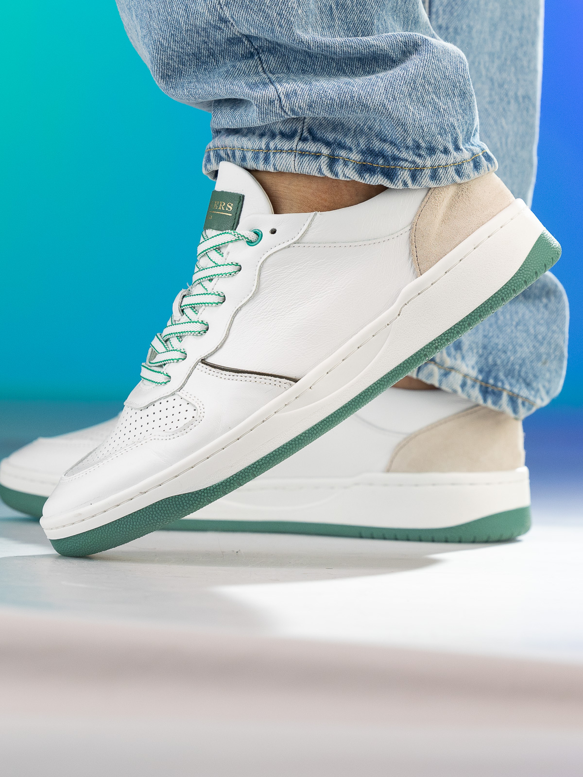 Gregers - Clay Leather White Green - Trapes Sko
