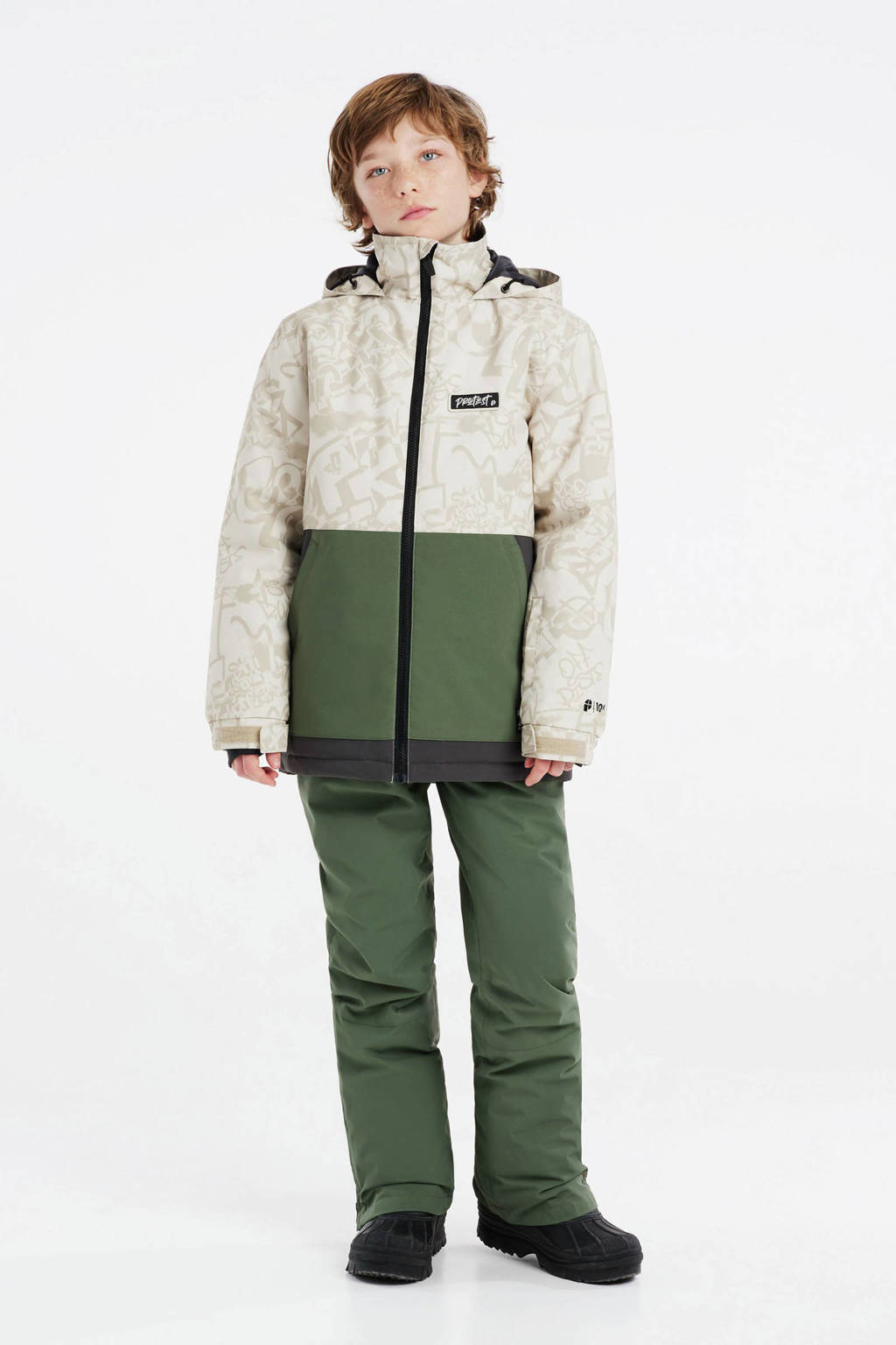 Protest ski-jack PRTFODY JR ecru/groen