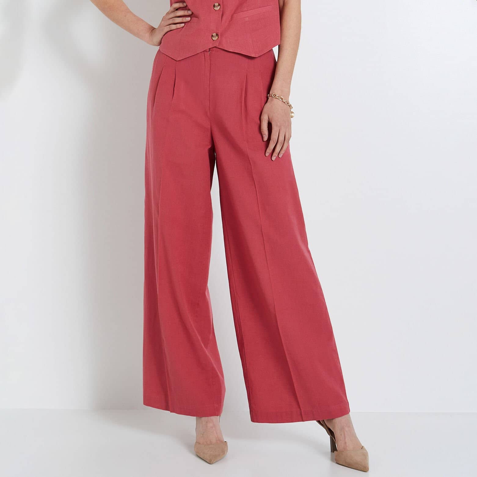 Pantalon large à pinces femme