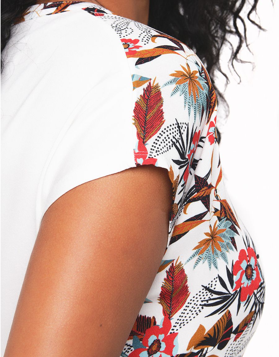 T-shirt blanc fleuri