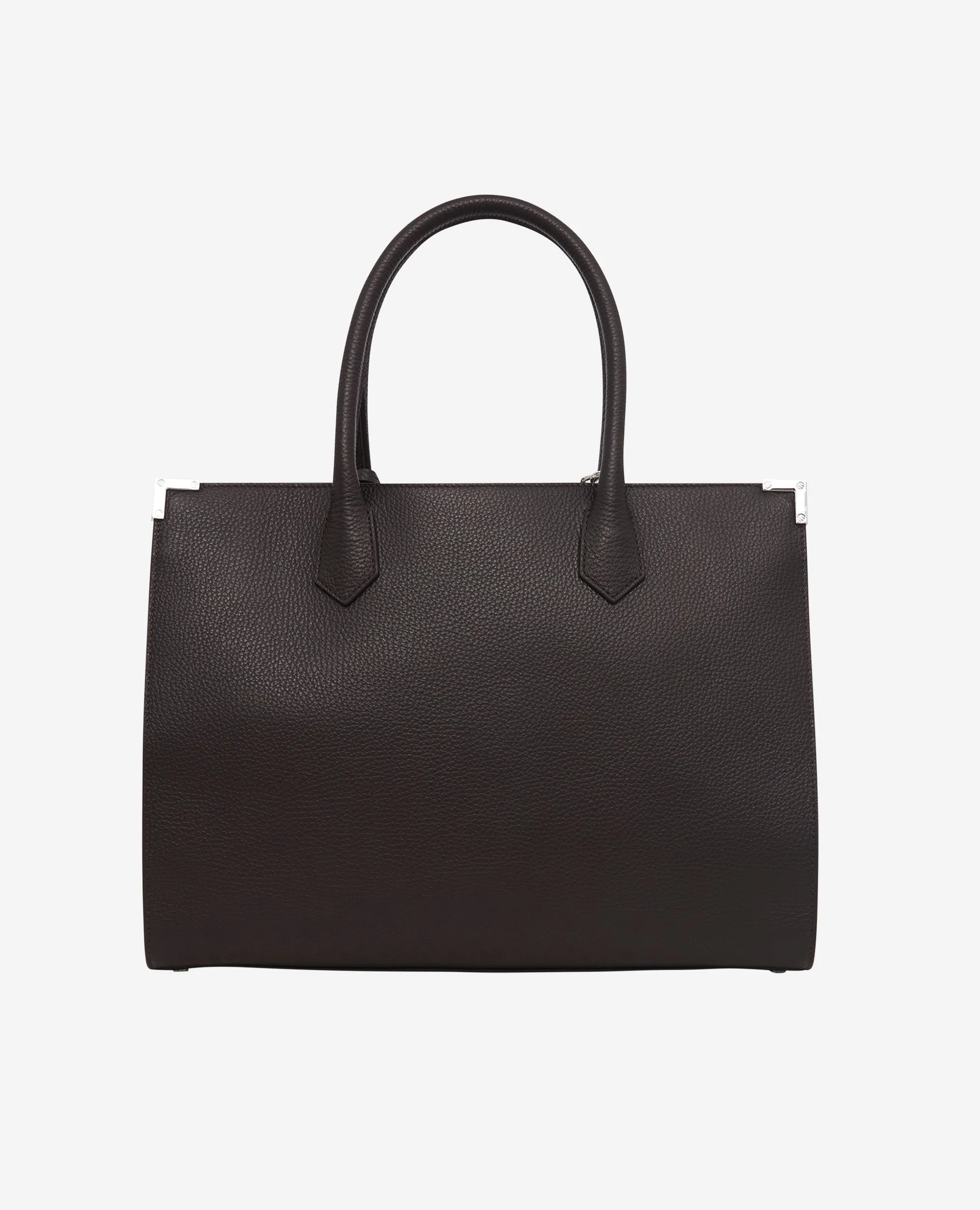 Sac cabas Ming L en cuir grainé marron