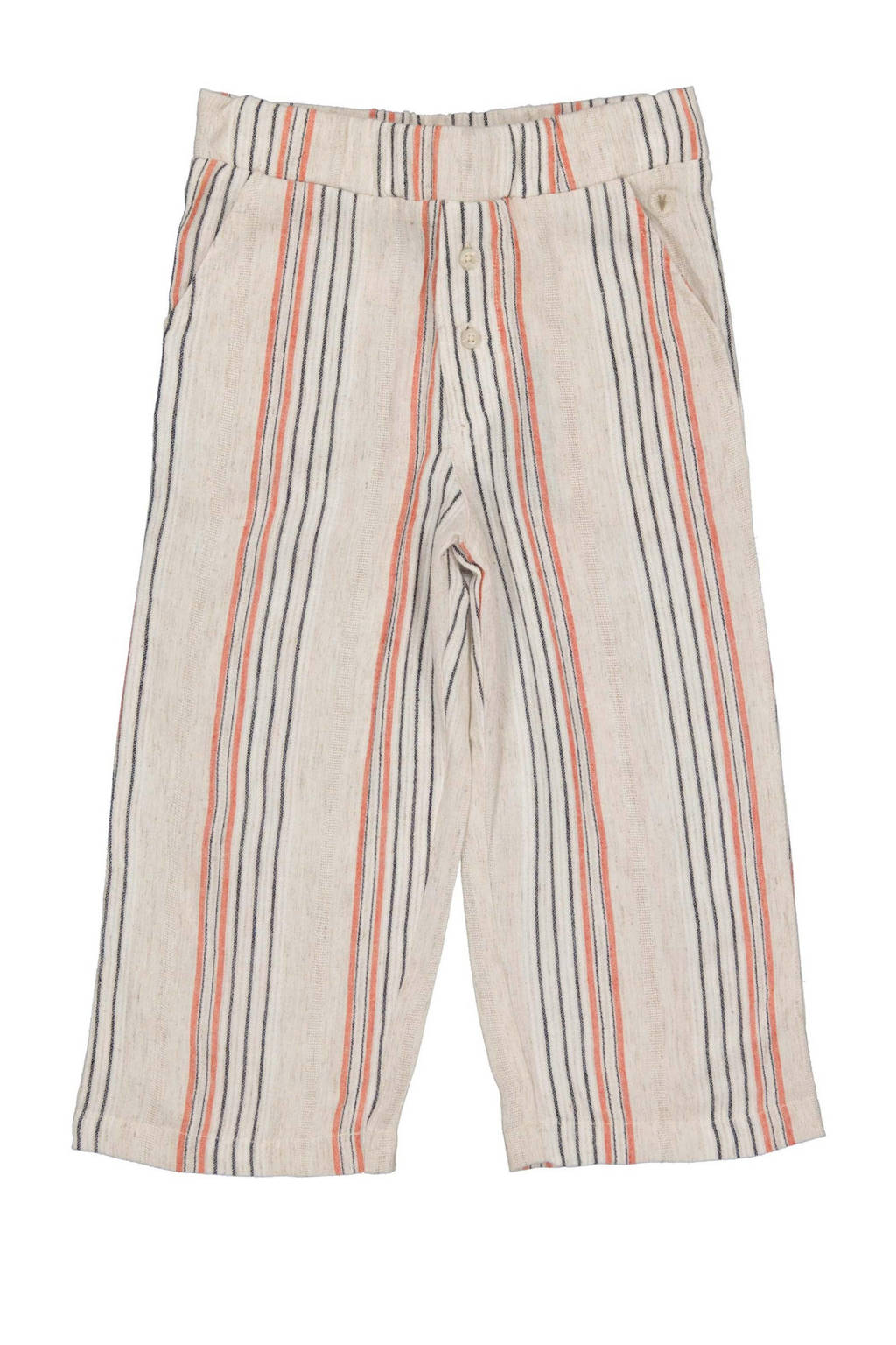 LEVV gestreepte regular fit broek MURIELL ecru/blauw/oranje