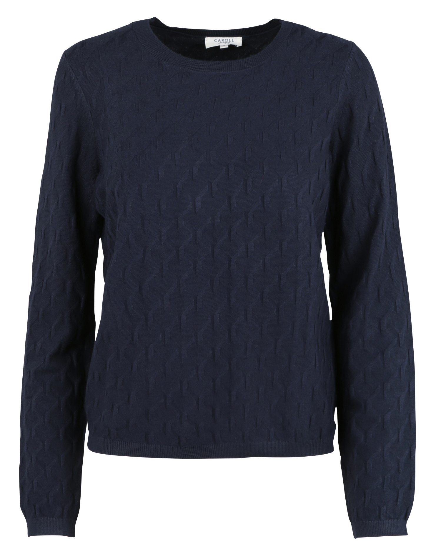 MANINA - Pull col rond en maille torsadées| Bleu