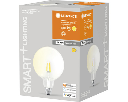 Ledvance Smart WIFI LED Globe Lamp Dimbaar G125 E27/5.5W (60W) Helder 806 lm 2700K Warm Wit