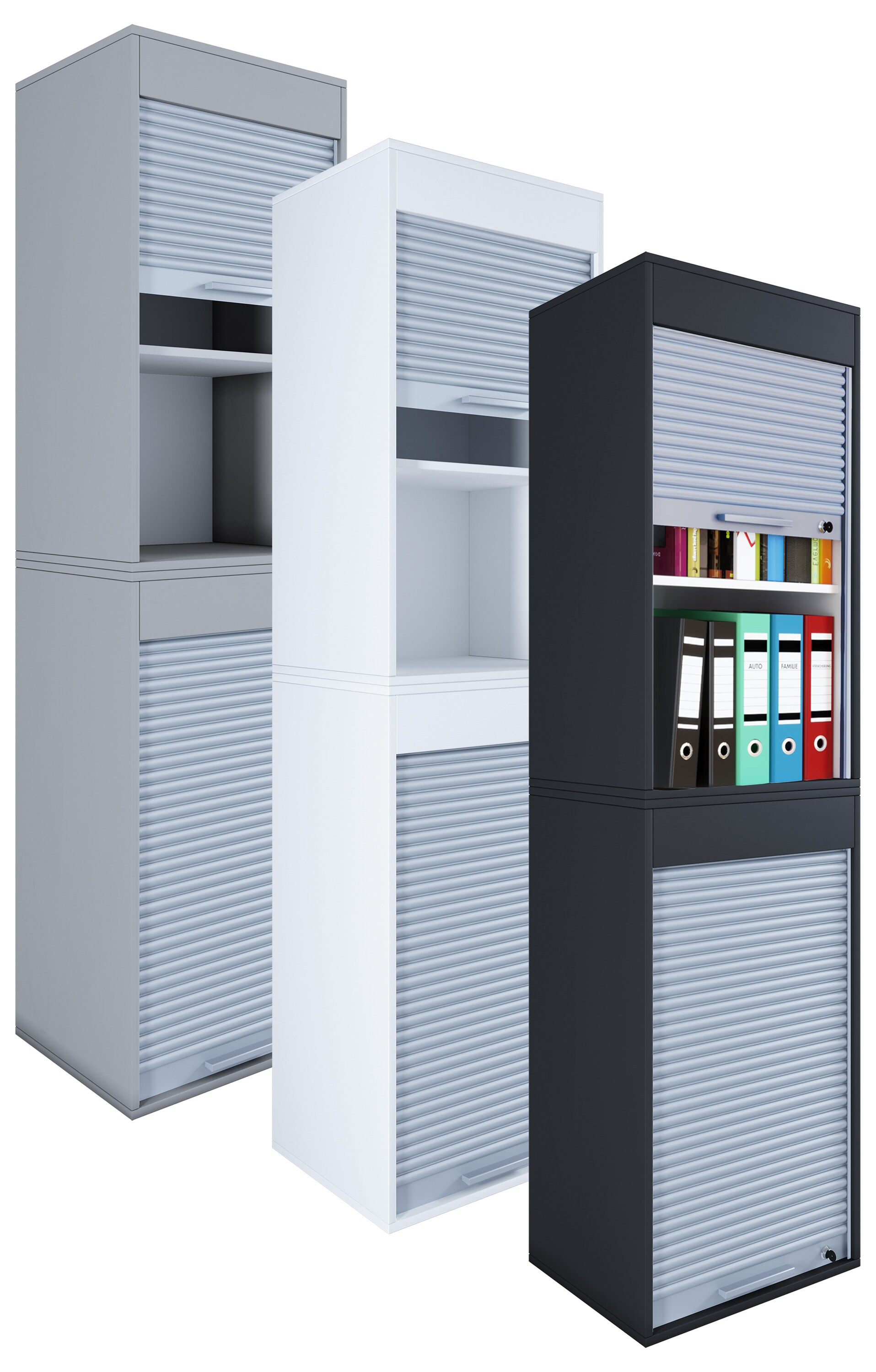 VCM Holz Büroschrank Aktenschrank Rollladen Rollladenschrank Schrank Ordner AktosXL