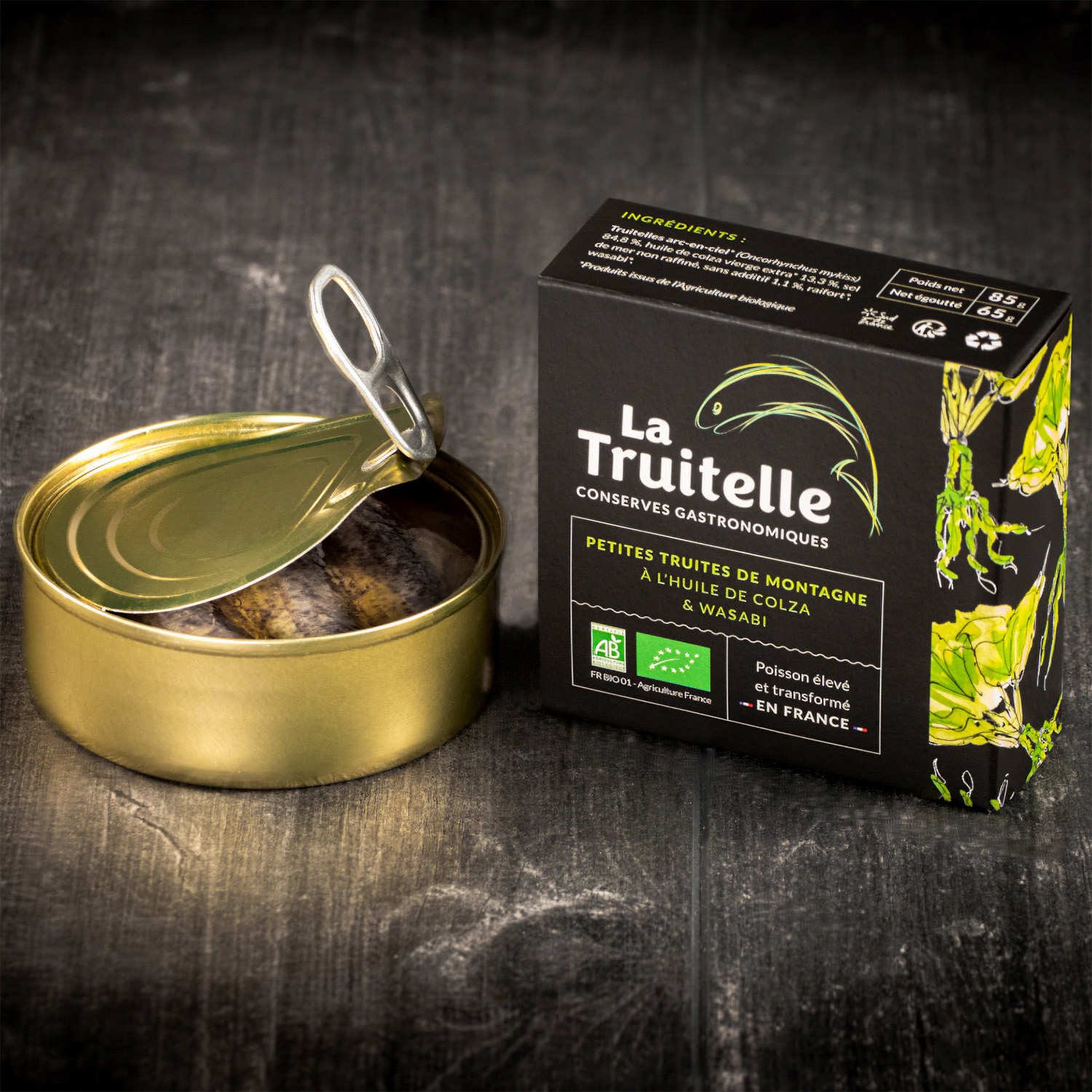 Petites truites de montagne - Huile de colza et Wasabi bio