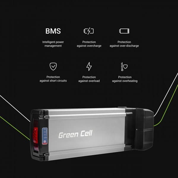 Green Cell elcykelbatteri 36V 12Ah med lader