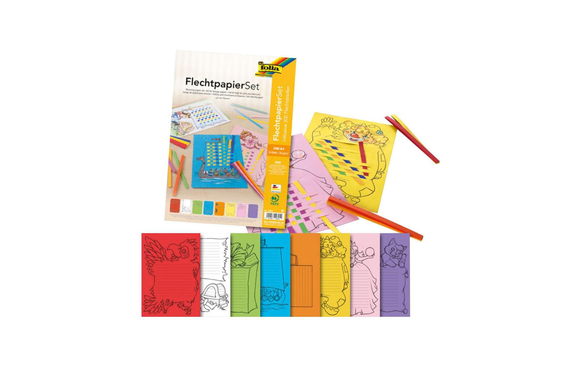 Bastelpapier Flechtpapier für 24 Flechtmotive A4Flechtstreifen für Flechtmotive A4 120 g/m²