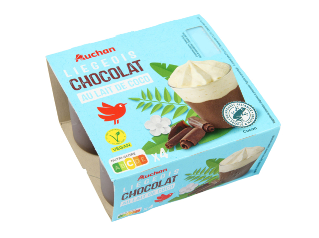 LIEGEOIS CHOCOLATE AUCHAN BASE LEITE DE COCO 4X95G
