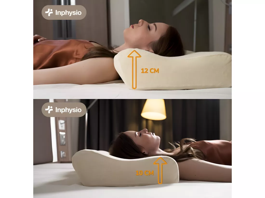 Oreiller Ergonomique Cervical avec taie d'oreiller rafraîchissante ICE FraîcheTouch - 60x35x12 - DUO PREMIUM