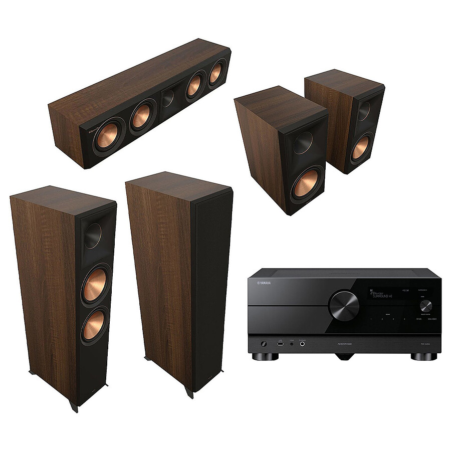 Yamaha RX-A4A Noir + Klipsch Pack HCM RP-8000F II Noyer