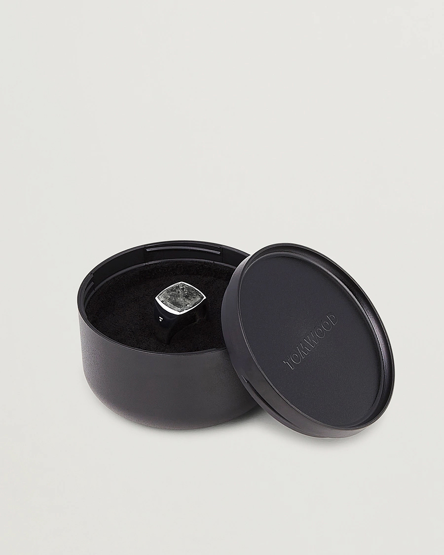 Tom Wood Cushion Black Larvikite Ring Black Larvikite