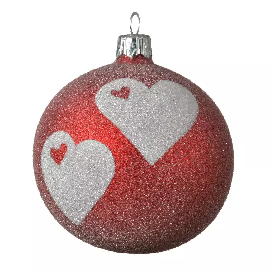 Lot de 6 boules de Noël en verre (D80 mm) Amour Rouge