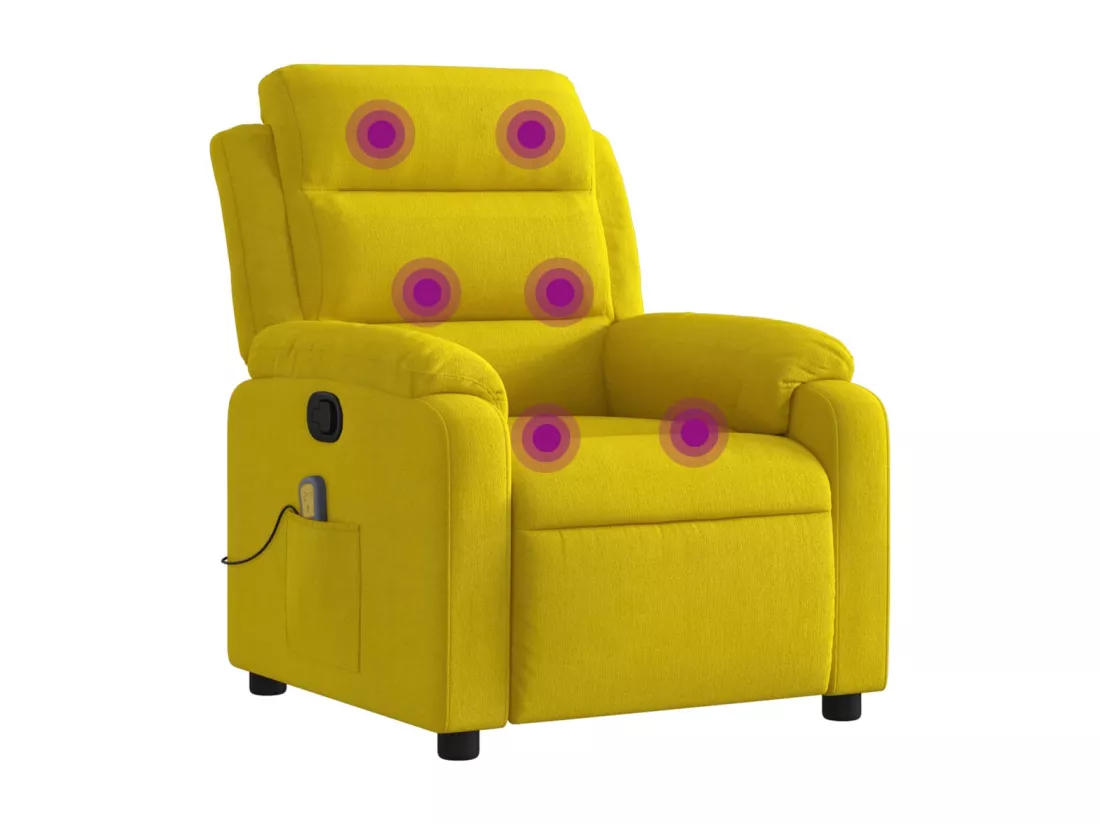 Fauteuil massant inclinable jaune velours