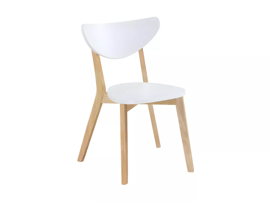 Lot de 2 chaises CARINE - Hévéa massif et MDF - Blanc