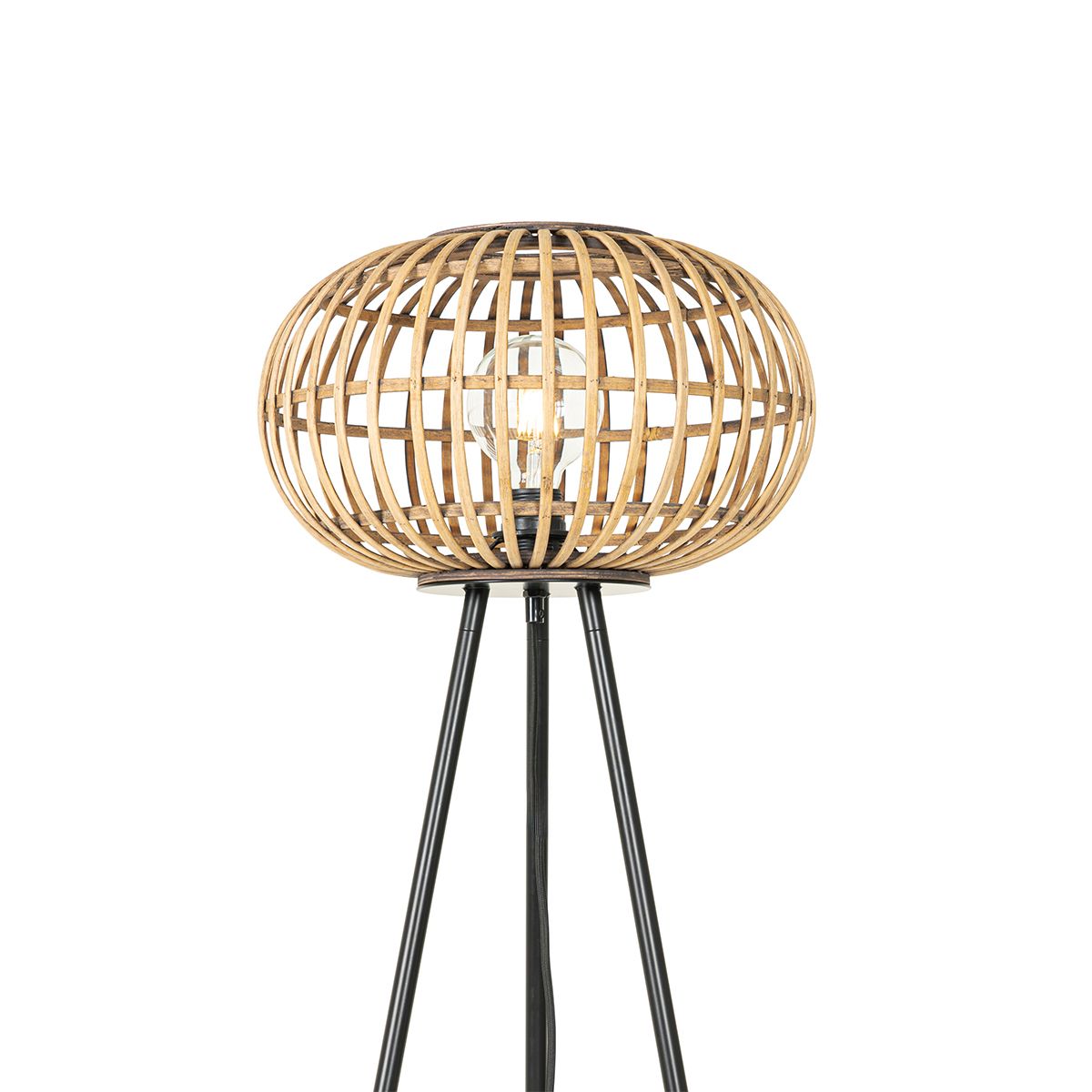 Oosterse tripod vloerlamp bamboe - Amira