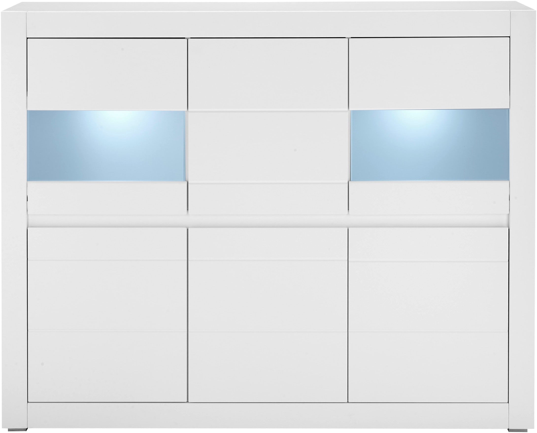 INOSIGN Highboard »Chester, moderne Kommode, Schrank mit Stauraum, Sideboard in Weiss Matt« 1 Stk. tlg. austauschbare Blende in Griffleiste, zeitloses Design, 165 cm breit
