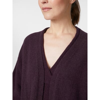 Damen-Langstrickjacke, Aubergine