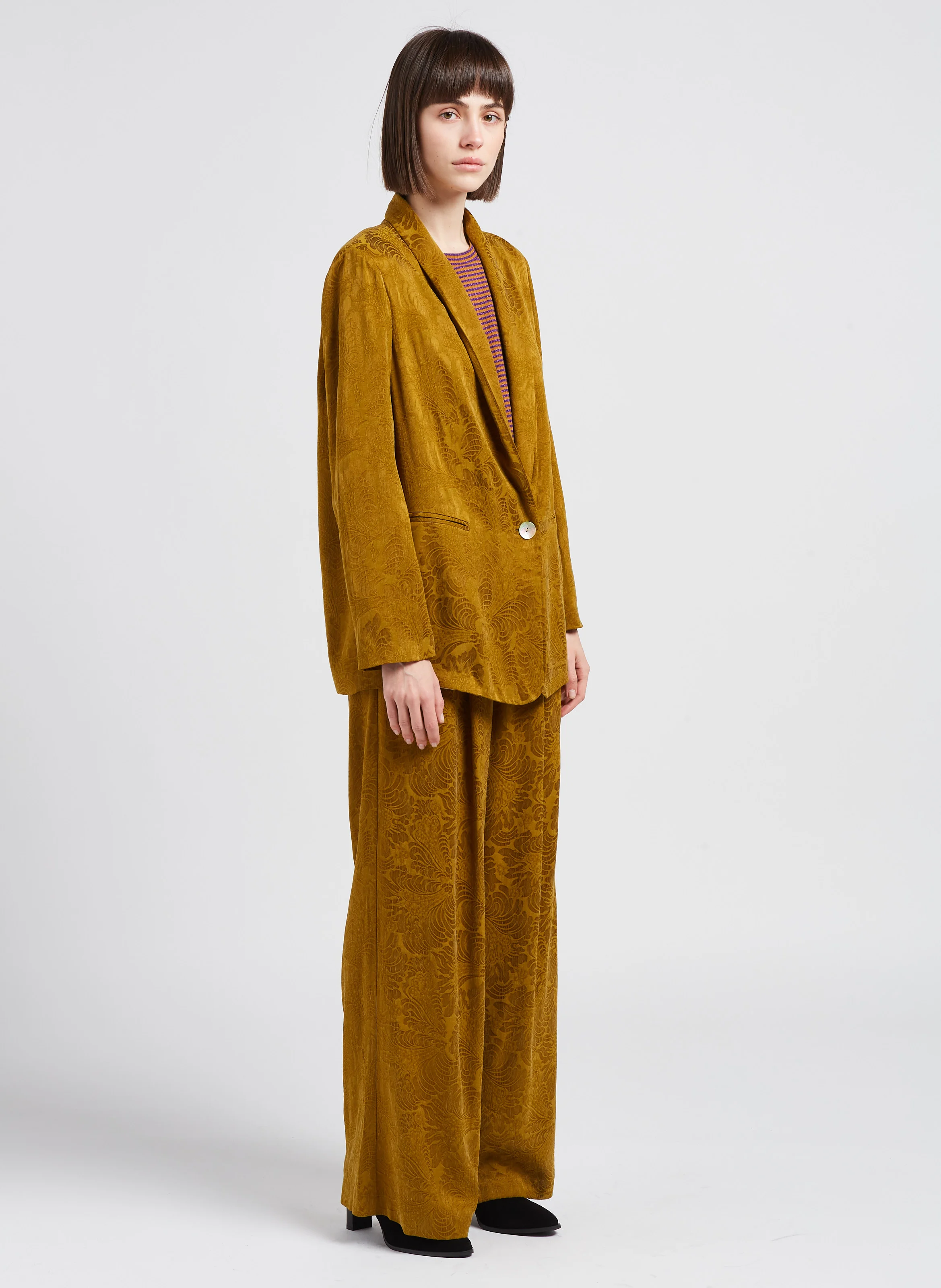 THEODORE - Veste col châle en jacquard | Marron