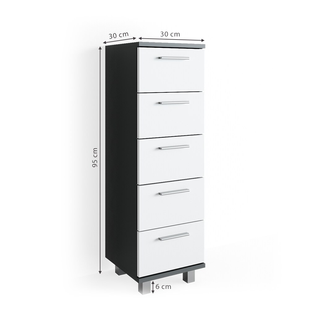 Midischrank ILIAS Bad BadschrankHochschrank Weiß Anthrazit