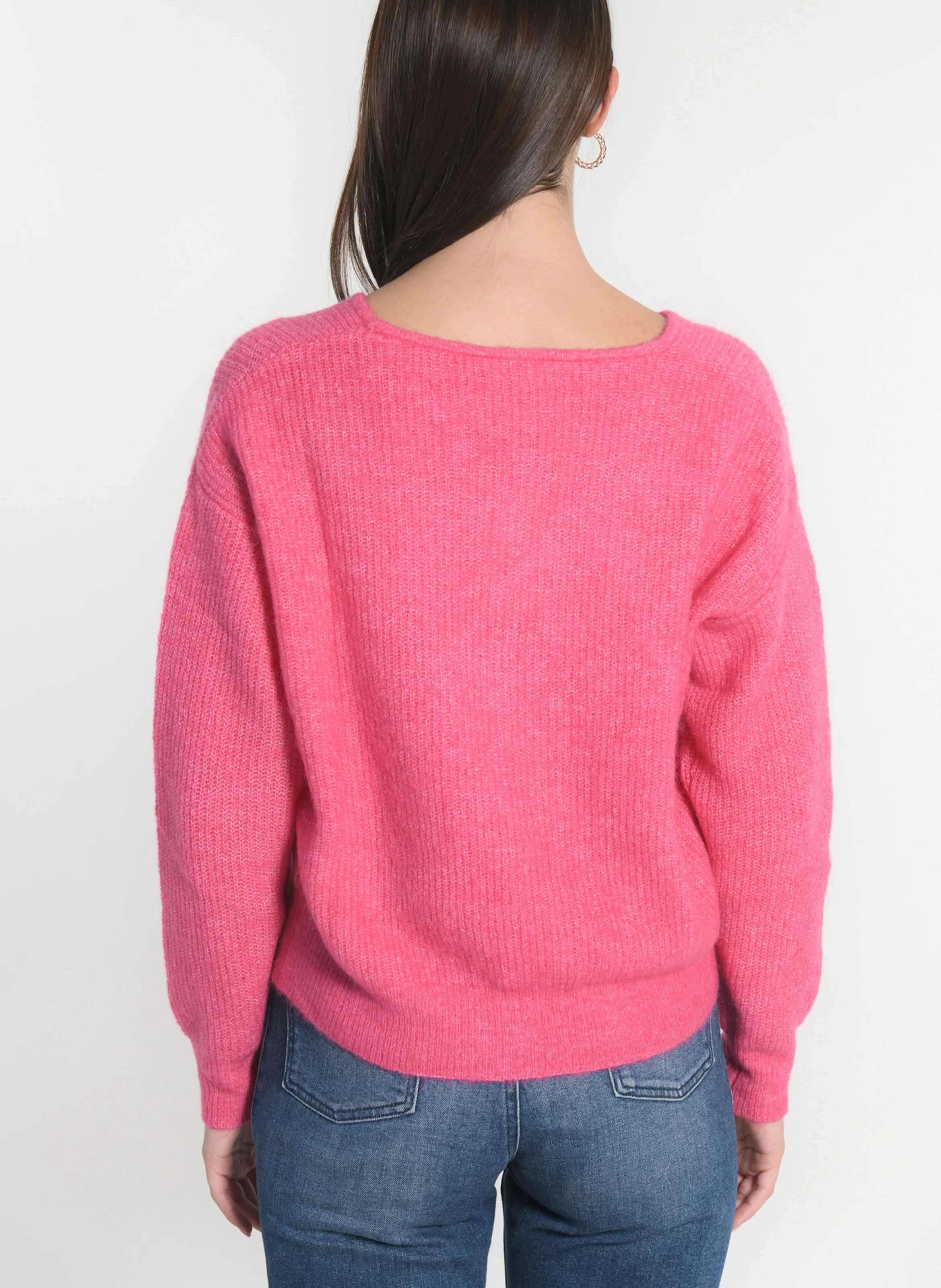 SOLANGE - Gilet court en maille| Rose