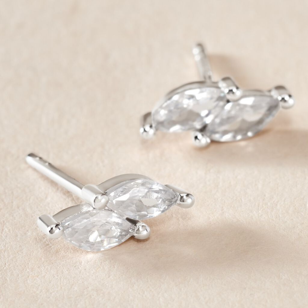 Boucles D'oreilles Puces Winter Sweetness Argent Blanc Oxyde