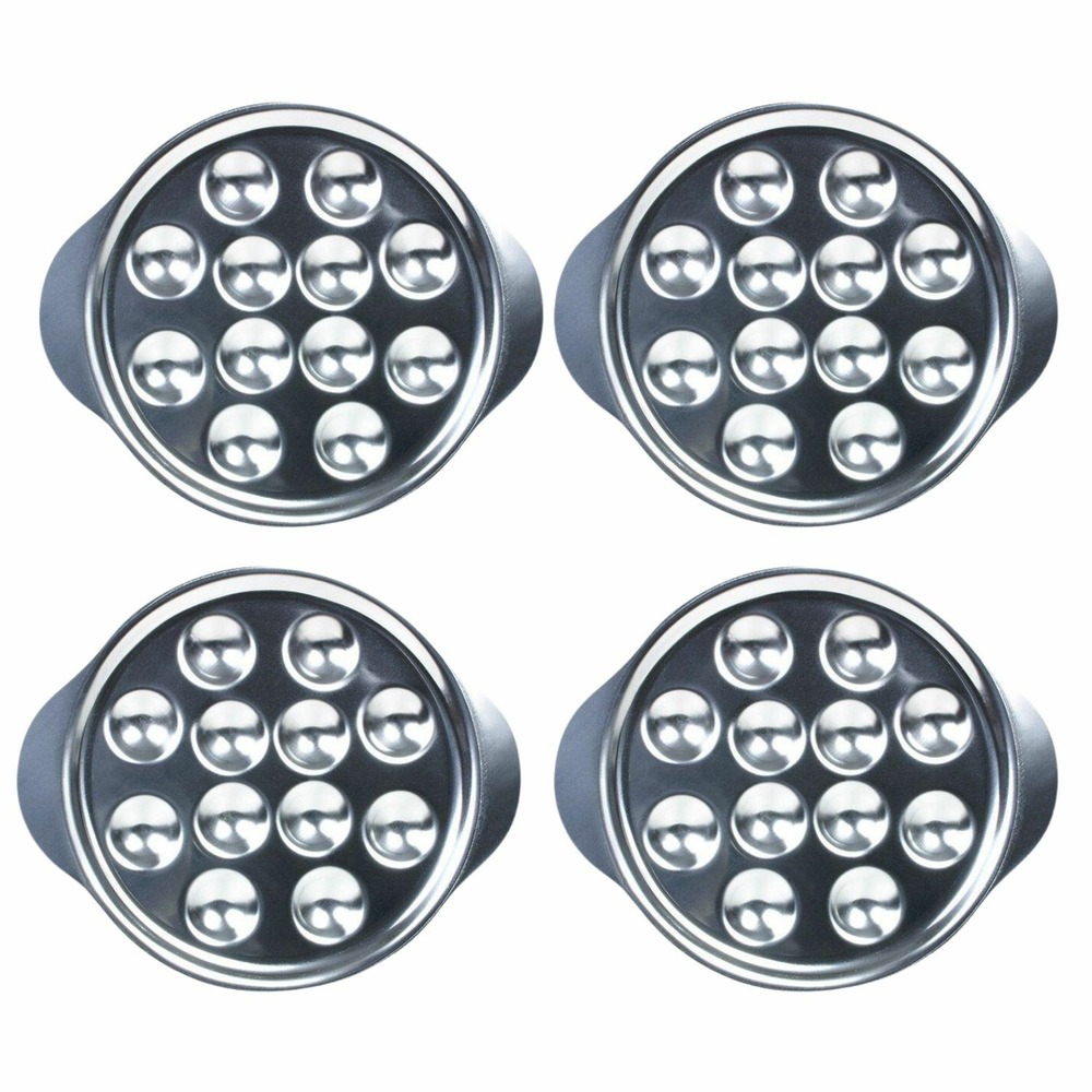 4 assiettes à escargots en inox - 12 empreintes