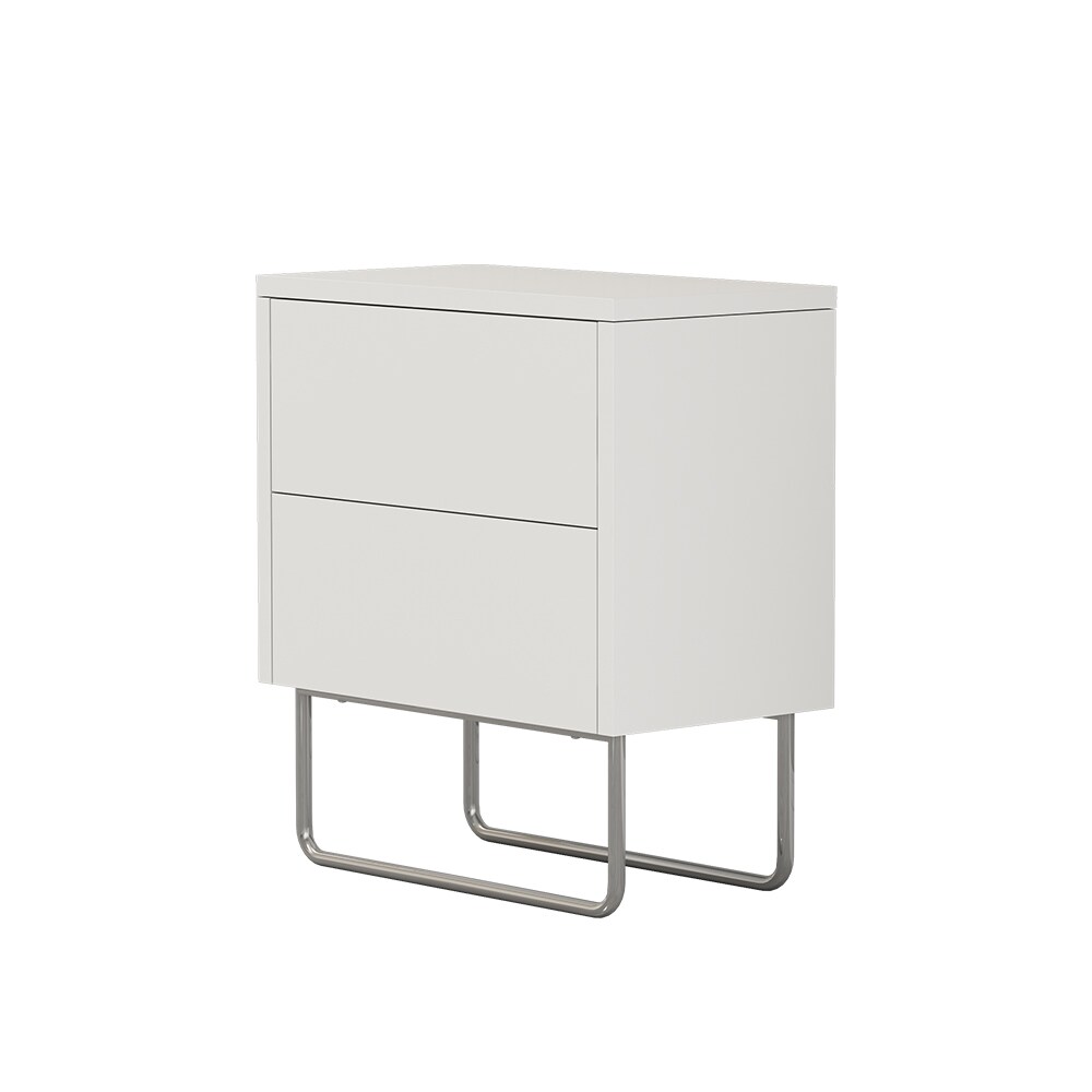 Vicco Nachtschrank Calvin, Weiß 45 x 50 cm, moderner Nachttisch mit 2 Schubladen, Nachtkommode