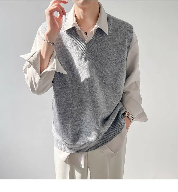 GRAYCIOUS - V-hals effen trui-vest