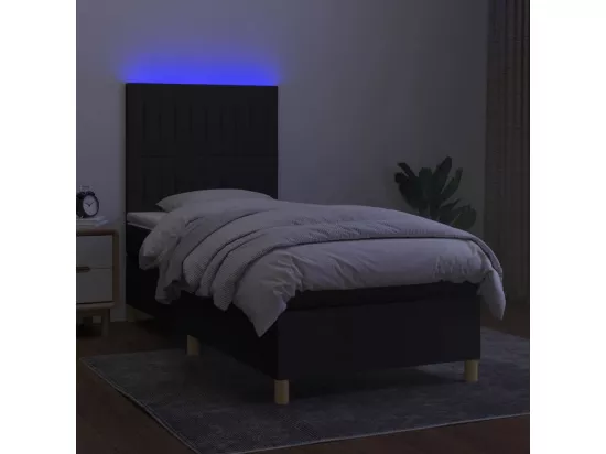Sommier tapissier avec matelas et LED Noir 90x190 cm Tissu