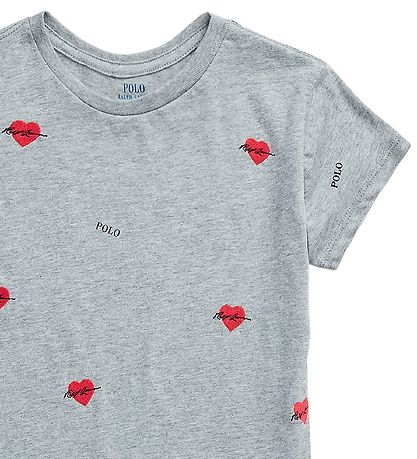 Polo Ralph Lauren T-Shirt - Valentine - Gråmeleret m. Hjerter