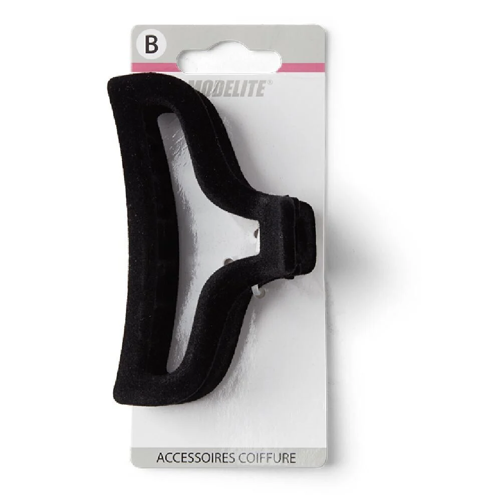 Pince à cheveux contours aspect velours noir 10cm