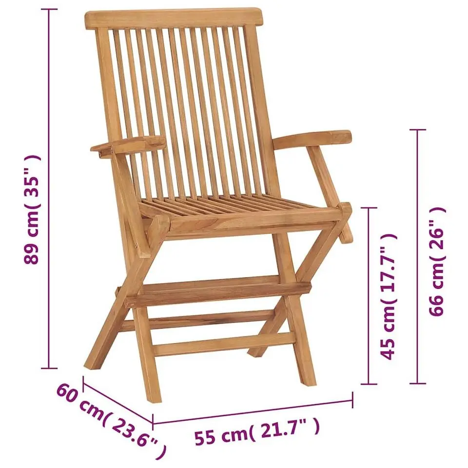 vidaXL - Tuin Eetstoel - Bruin - Teakhout - 2 stuks
