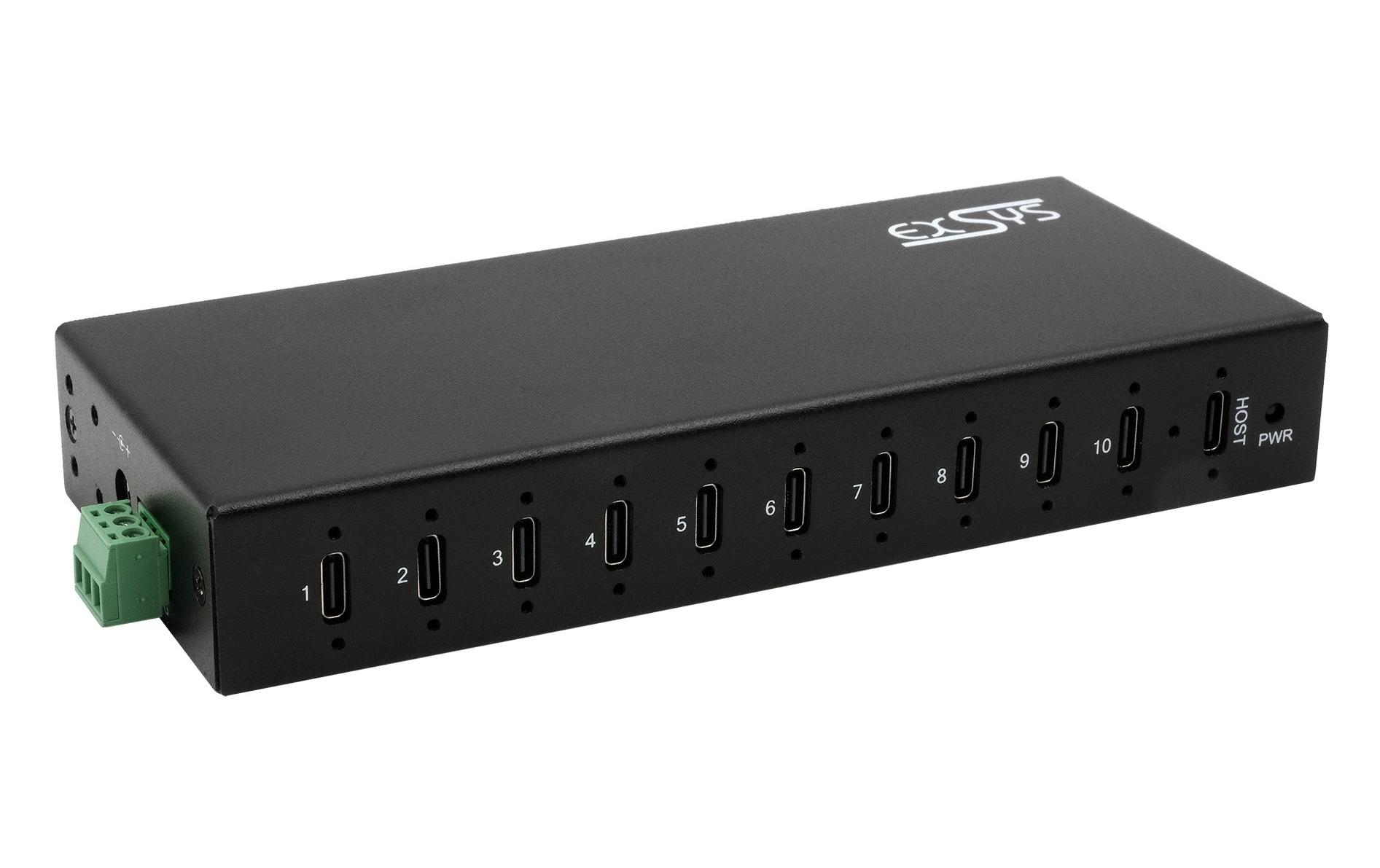 USB-Hub EX-12270HMS 79.5 W<br>10-Port USB 3.2 Gen 2 Metall Hub mit 10x USB-C Anschluss