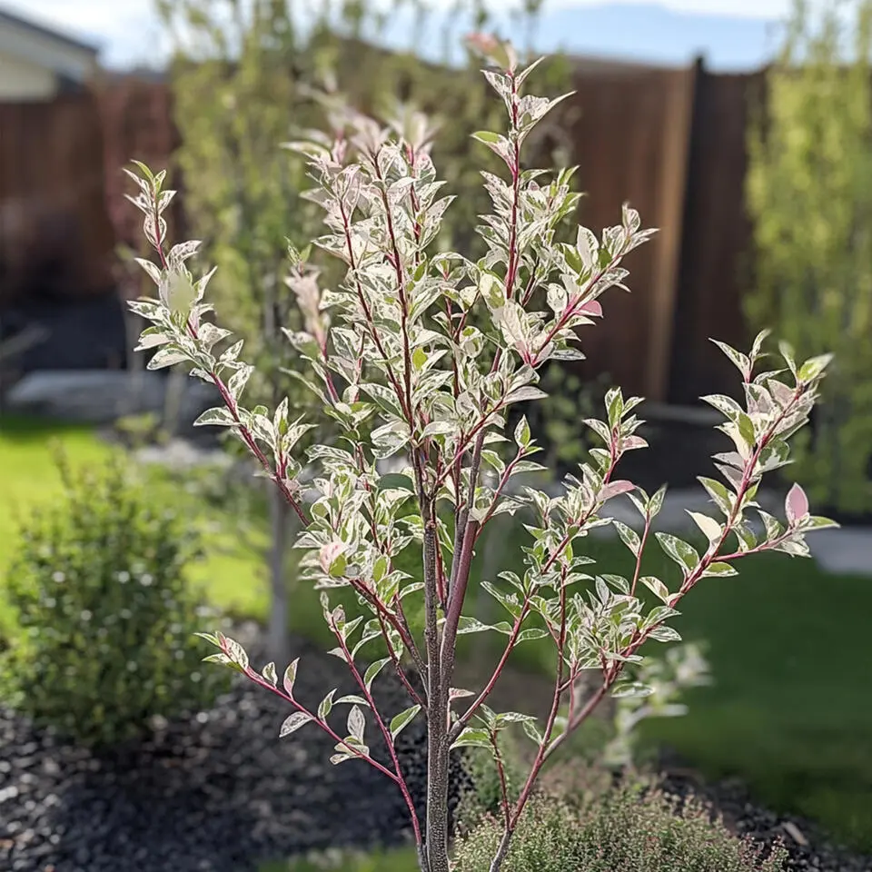 Bonte dwergwilg - Set van 4 - Salix integra 'Flamingo' - Hoogte 60-80cm - ⌀17cm