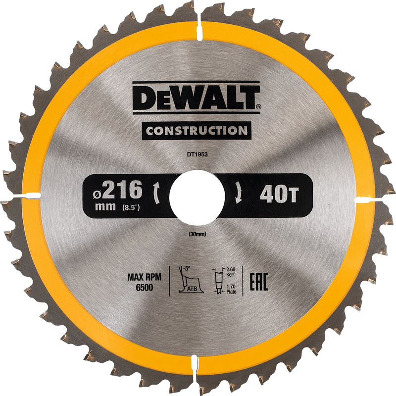 DeWALT cirkelzaagblad 216x30mm 40T DT1953-QZ