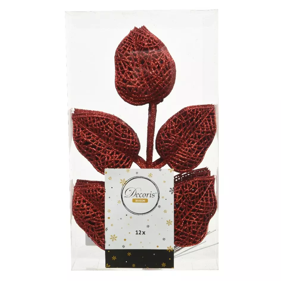 Lot de 12 feuilles à suspendre (H36 cm) Alpine Rouge