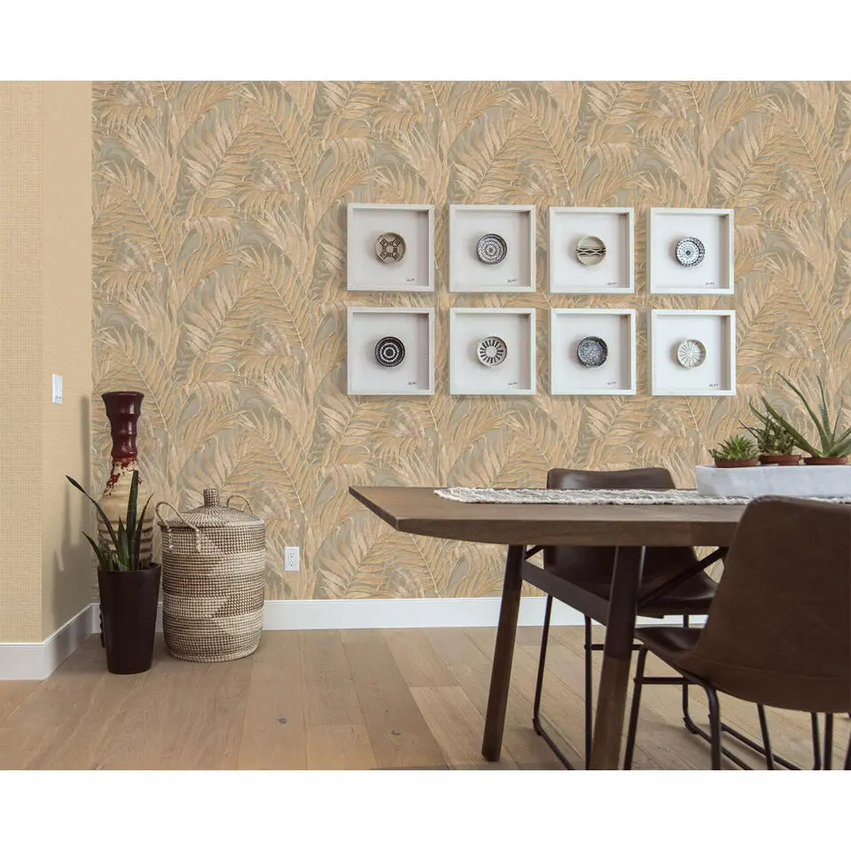 Dutch Wallcoverings - Grace Tropical palm leaf green/gold - GR322105
