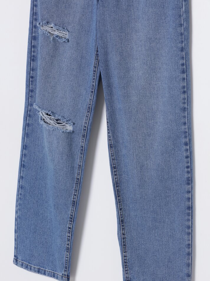 Calça jeans folgada - Turquesa escuro