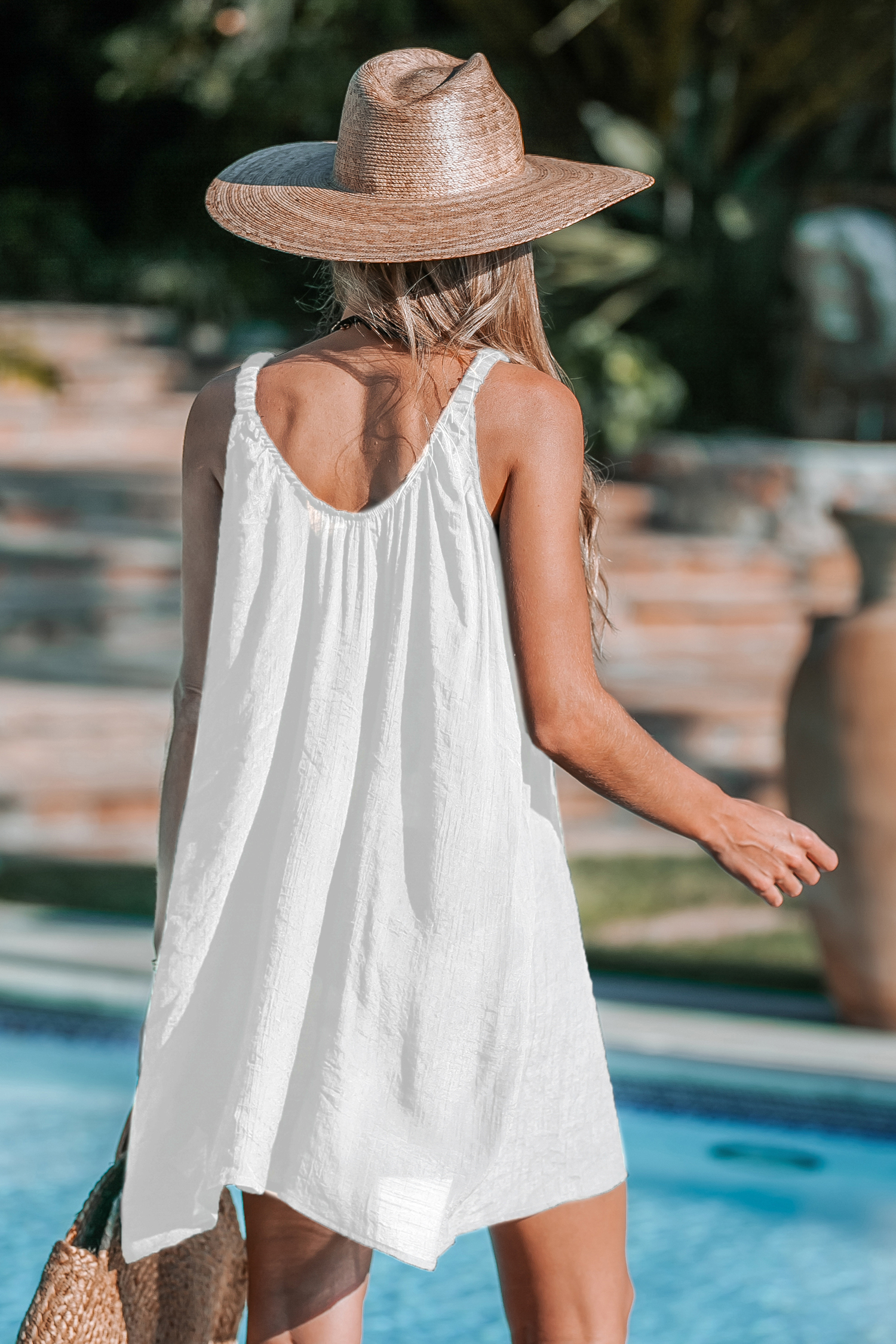 Robe cover up à bretelles sans manches blanche