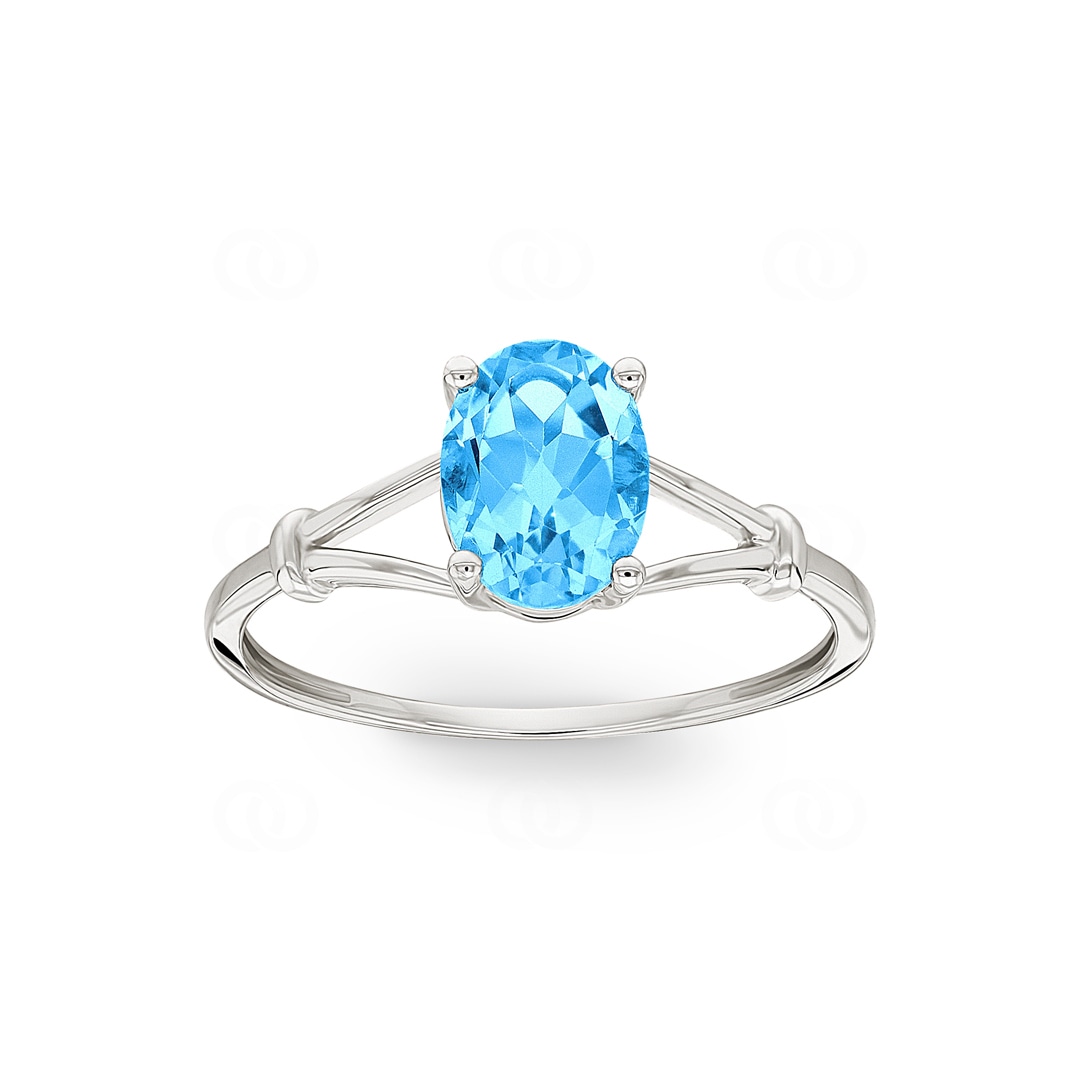 Damenring 750/18 K Weissgold mit Blautopas oval