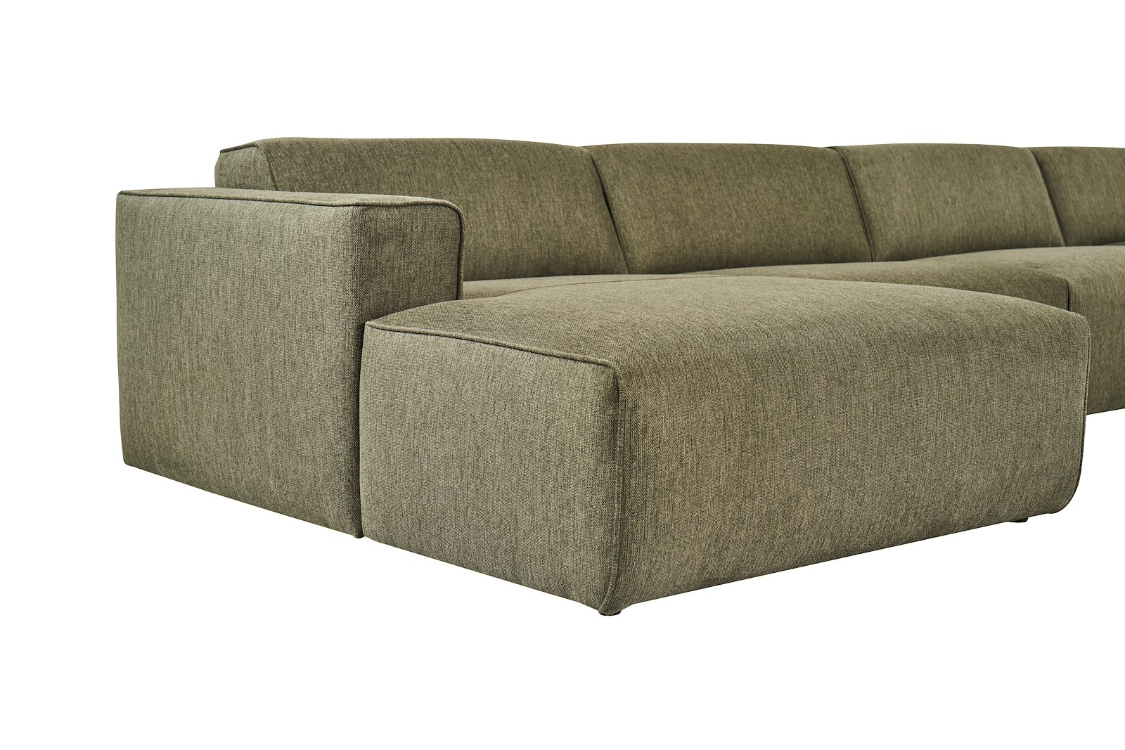 Enjoy U-sofa oppsett Sjeselong venstre liten , 2-seter, hjørne, åpen ende høyre liten i tekstil Brego 77 Green med sorte ben