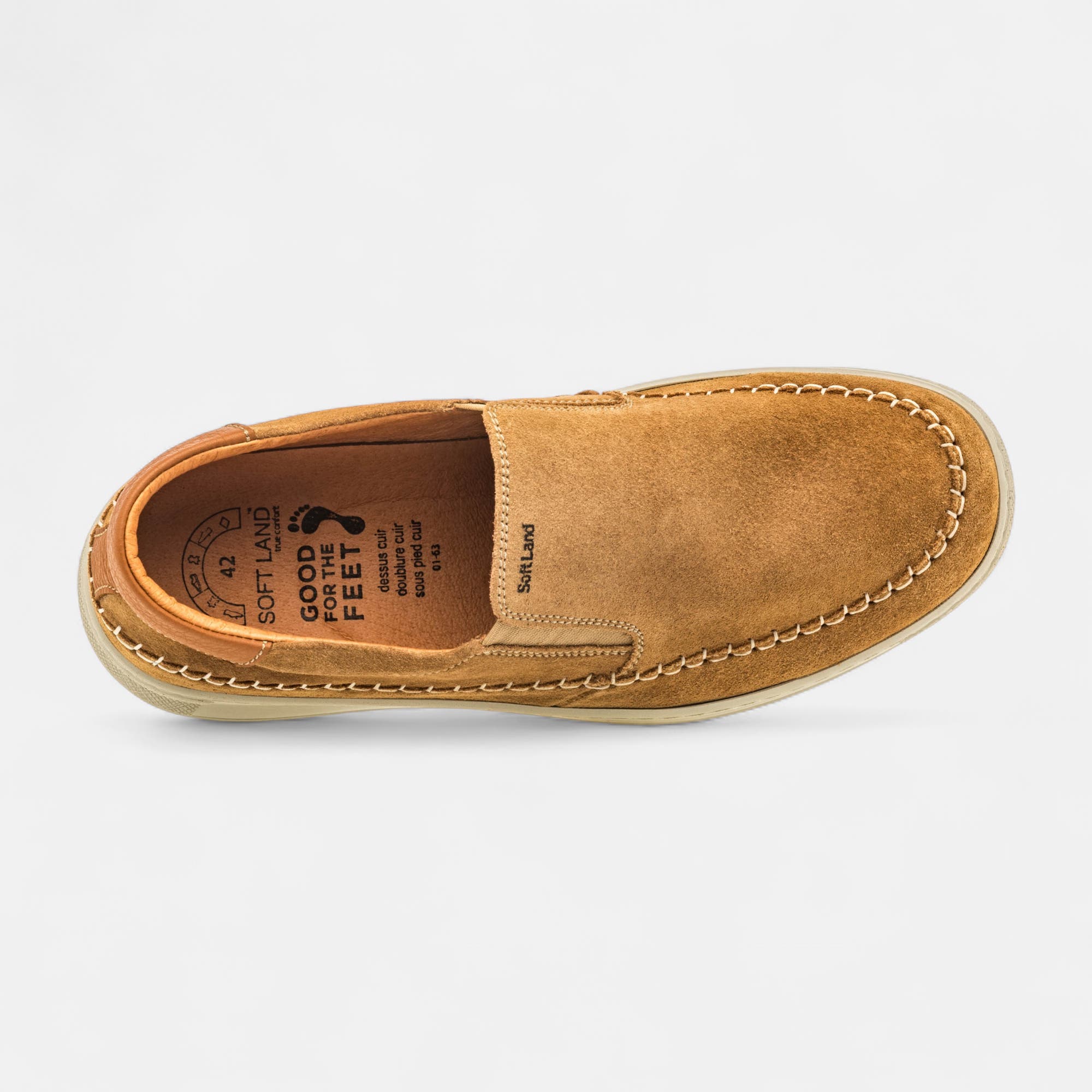 Mocassins pieds sensibles Homme en cuir beige