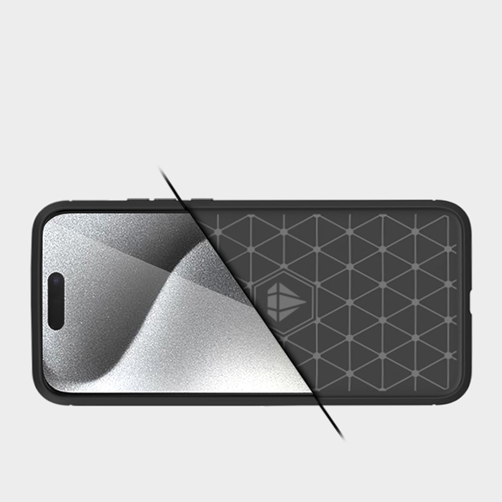 iPhone 16 Pro Max Gummi Case Schutzhülle Carbon Look - Schwarz