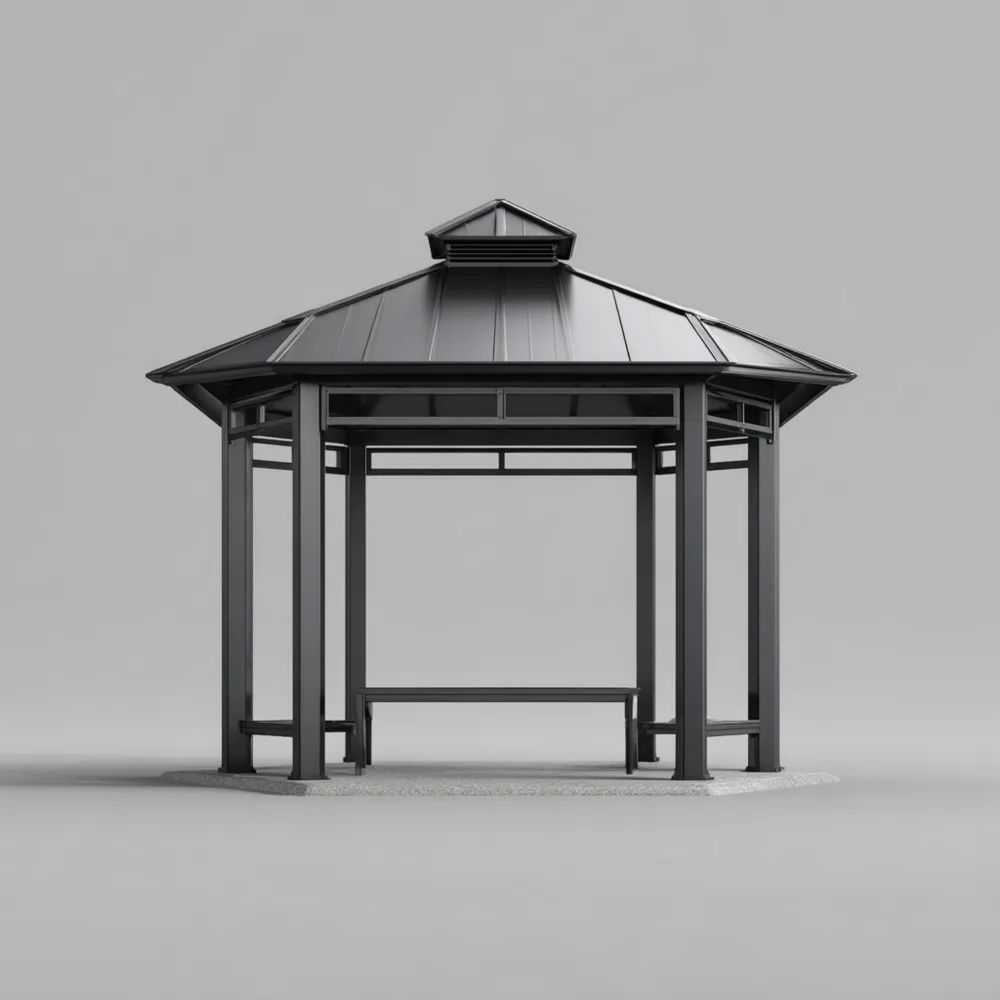 Gartenpavillon - Stahl 300x300x250cm - Anthrazit - Wetterbeständig