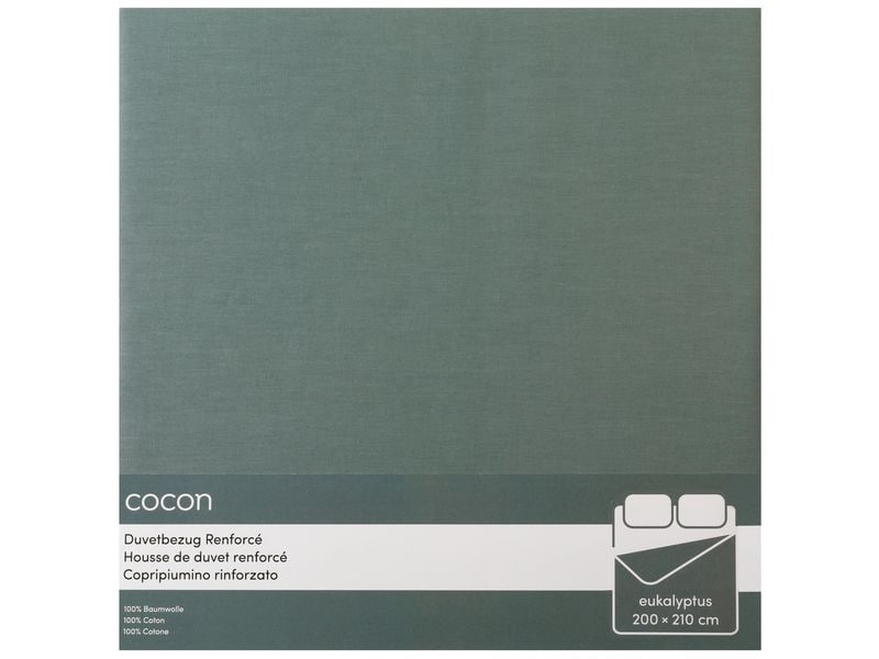 COCON Duvetbezug Renforcé 200 x 210 cm, Eukalyptus Bettbezug aus reiner Baumwolle