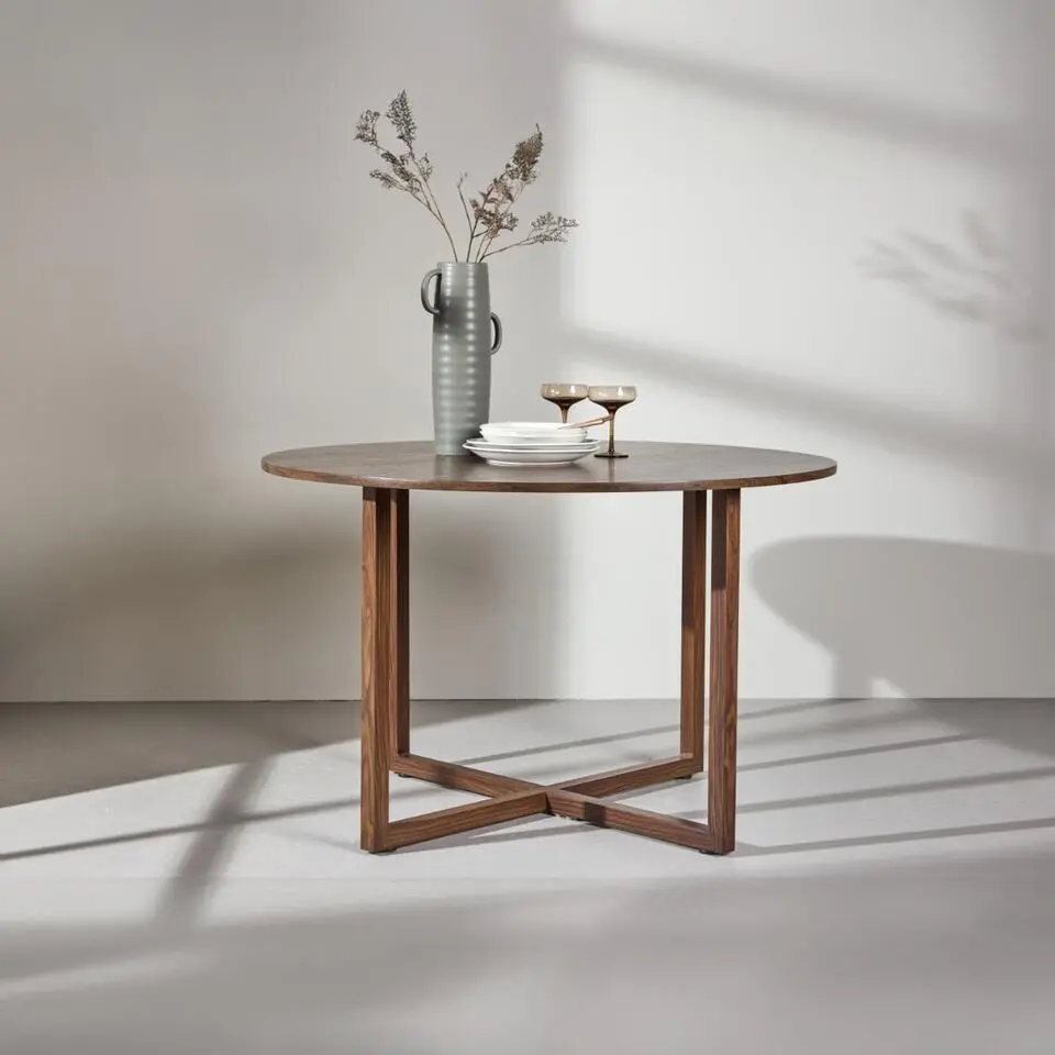 Eettafel Rond - Walnoot MDF - 120x120x75cm - Durango