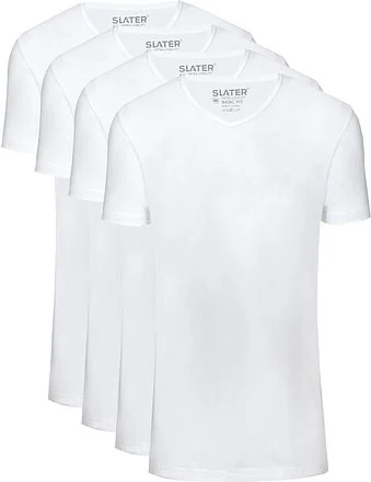 Slater 4-pack T-shirt Basic Extra Lang V-neck Wit 7800 kopen