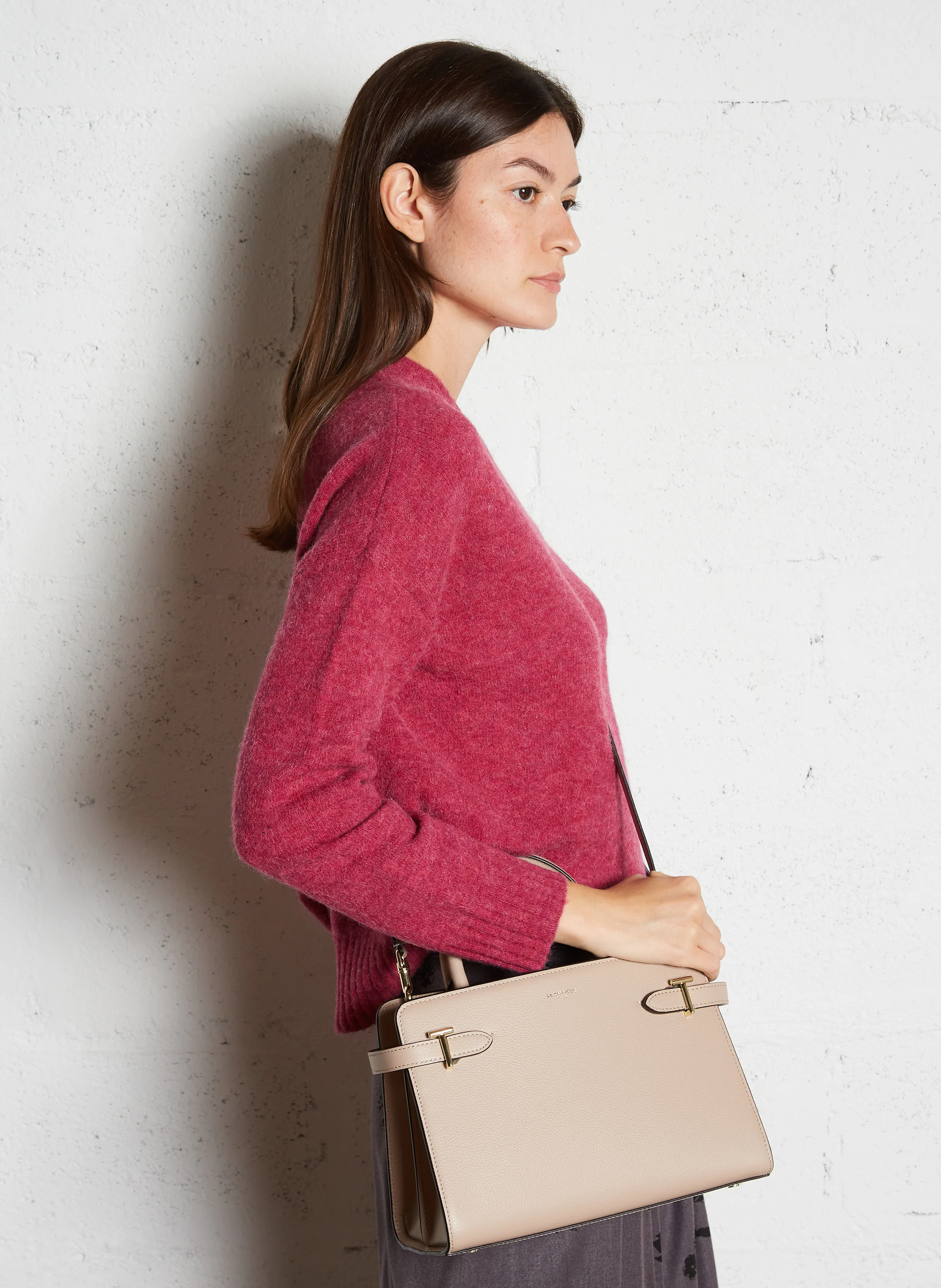 EMILIE - Sac à main en cuir grainé | Beige